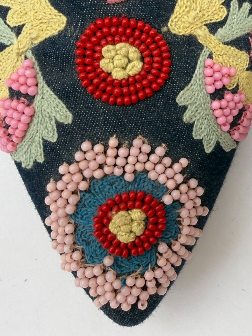 Boden Beaded Embroidered Denim Pointed Toe Flats EU 39 US 8.5 Floral Blue Pink - Picture 6 of 8